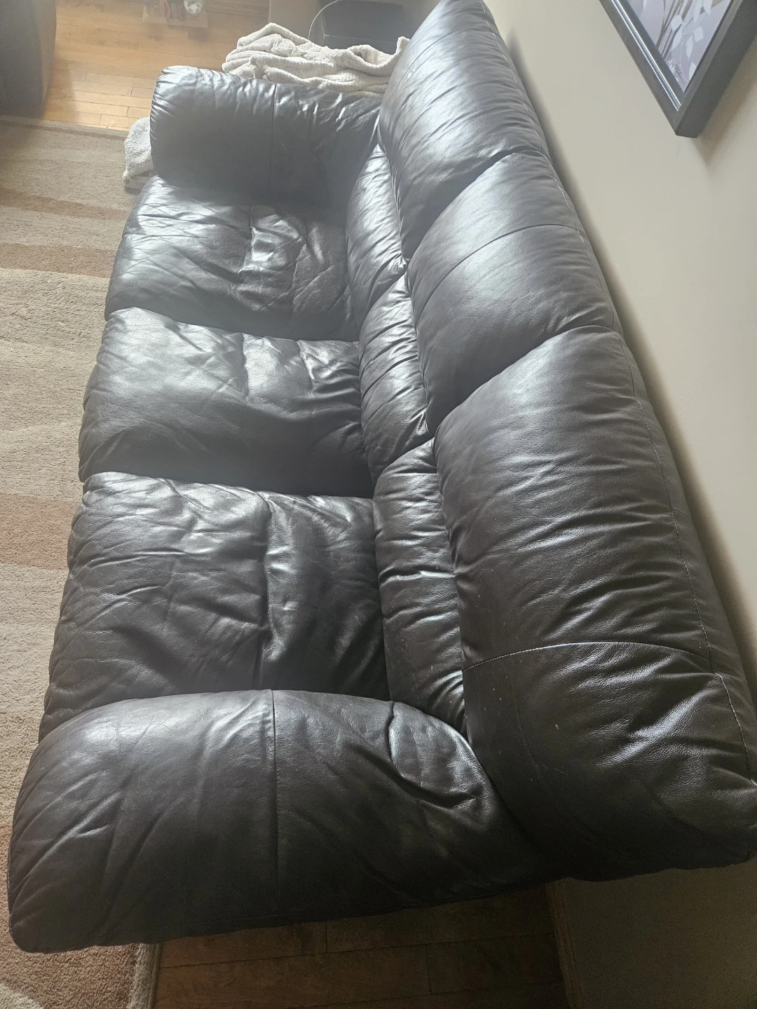 BROWN LEATHER COUCH - photo 2