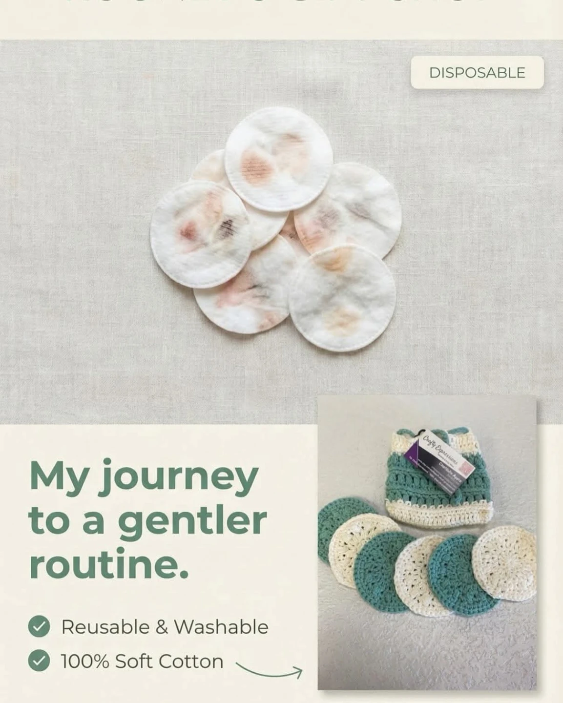 Make up remover pads with soap bag
