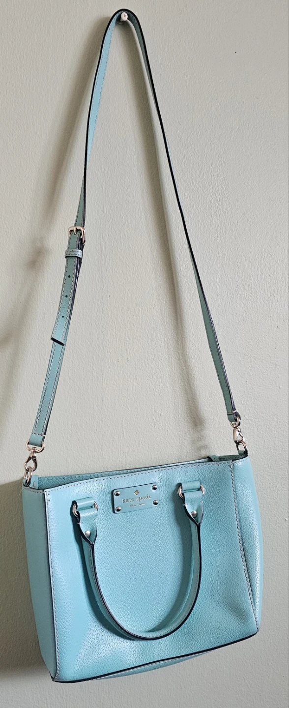Kate Spade Mint Blue Leather Purse / Crossbody Bag with Dust Bag