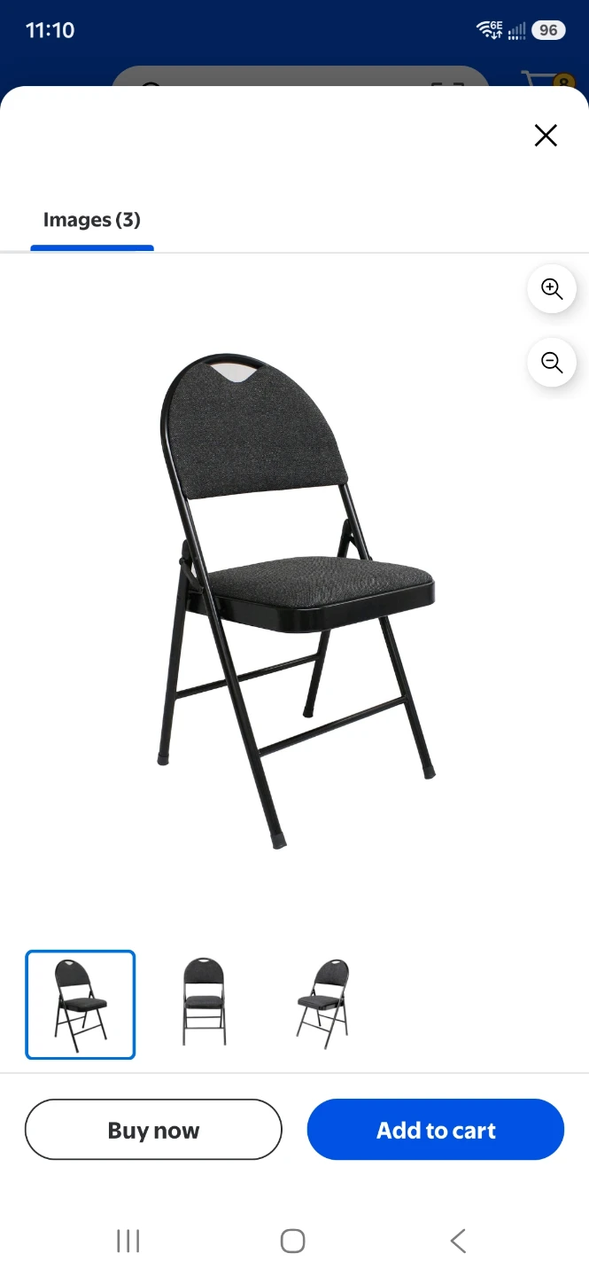 Black Fabric Padded Folding Chair set of 2
