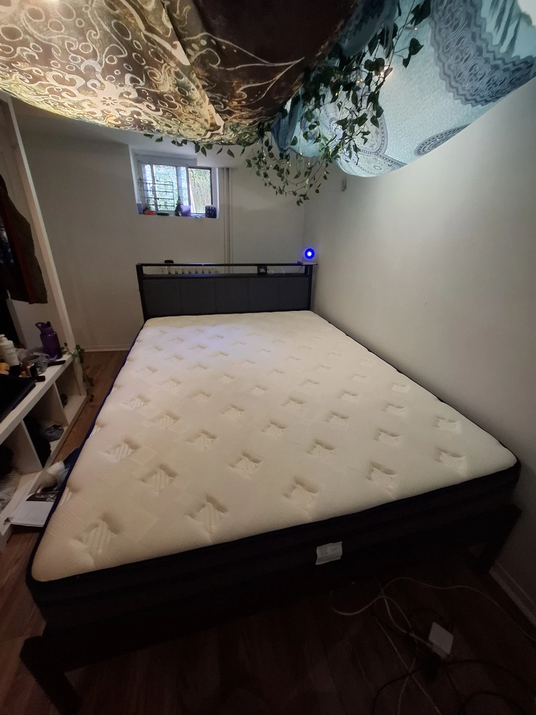 Black Metal Bed Frame with Storage Headboard - photo 2