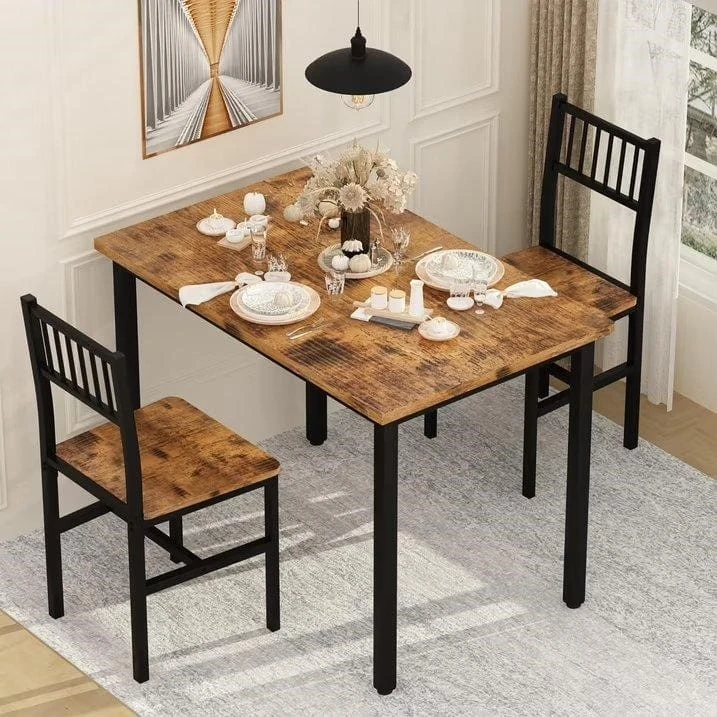 New<> 3-Piece Industrial Dining Table and Chairs Set - photo 2