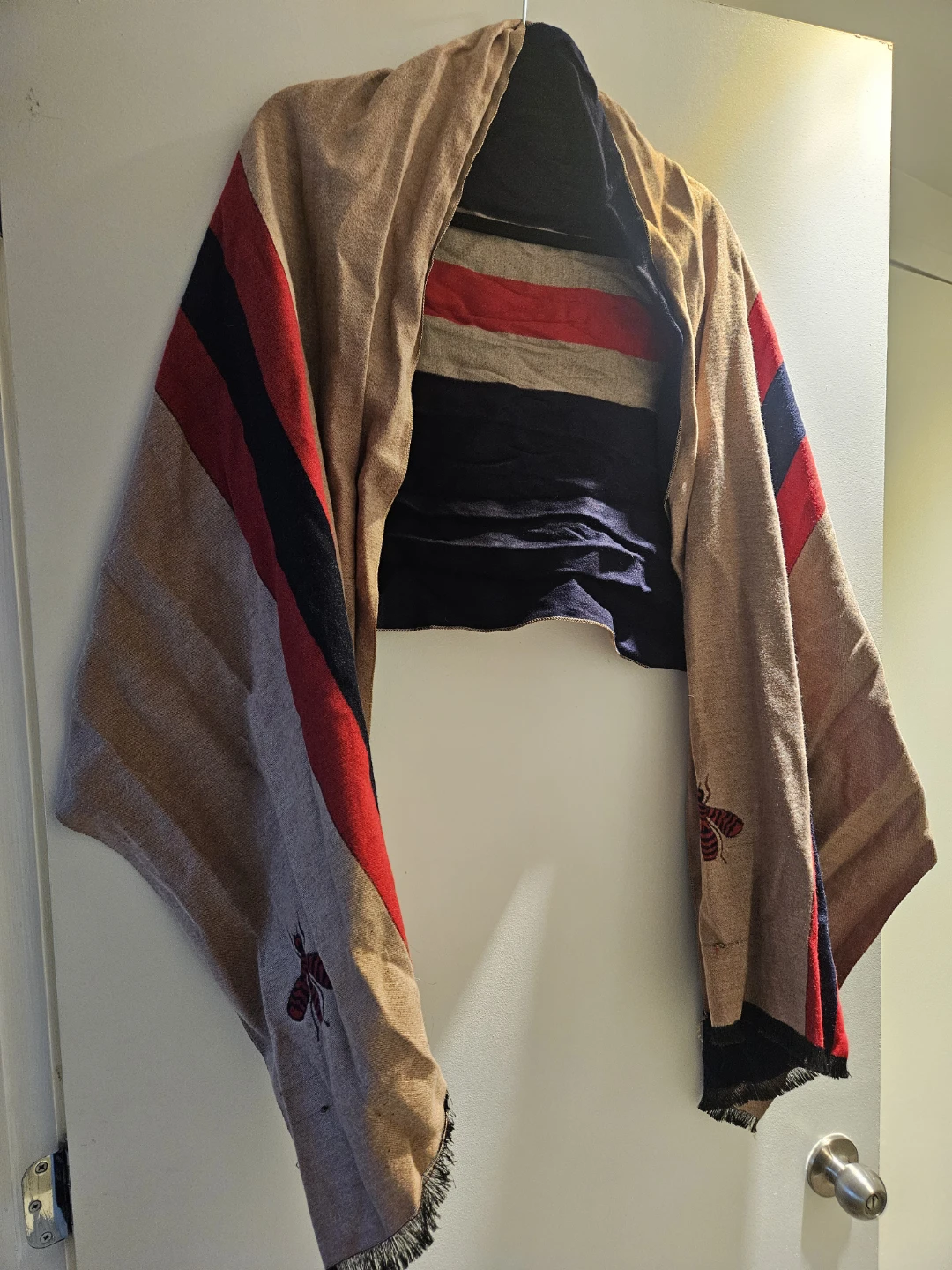 Bee Print Striped Scarf