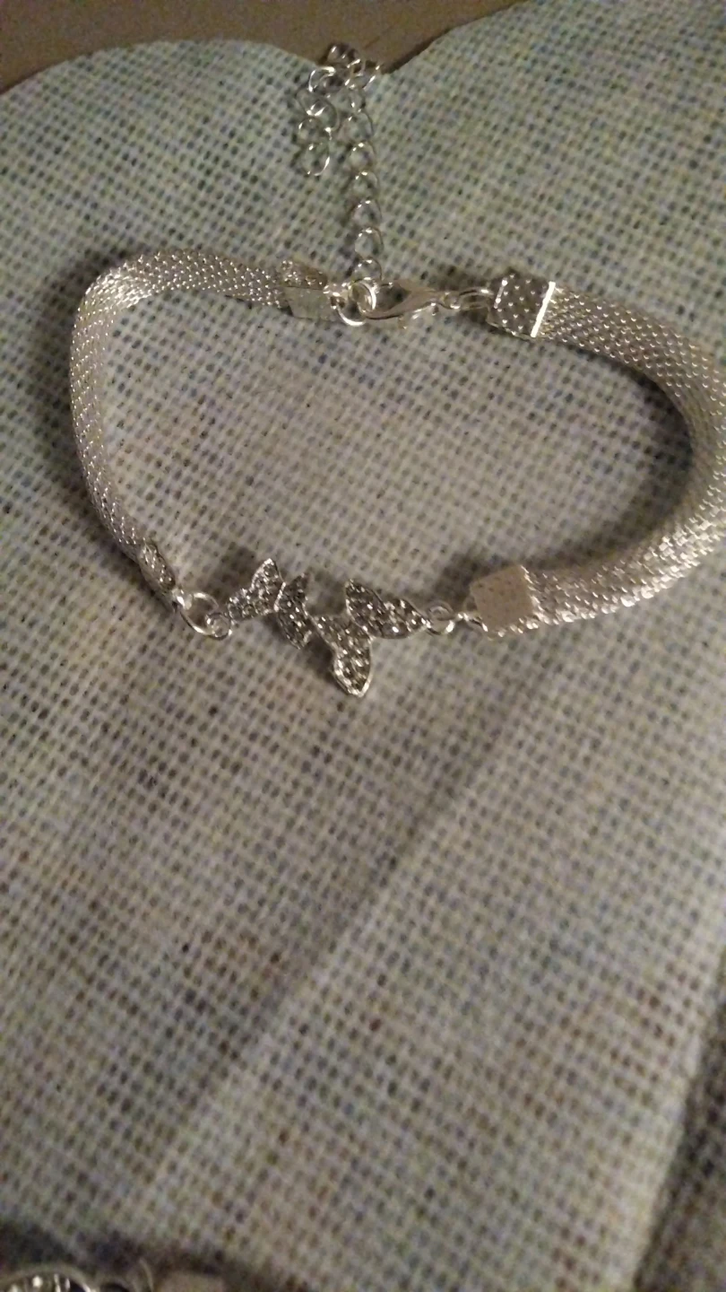Silver-Tone Butterfly Charm Mesh Bracelet