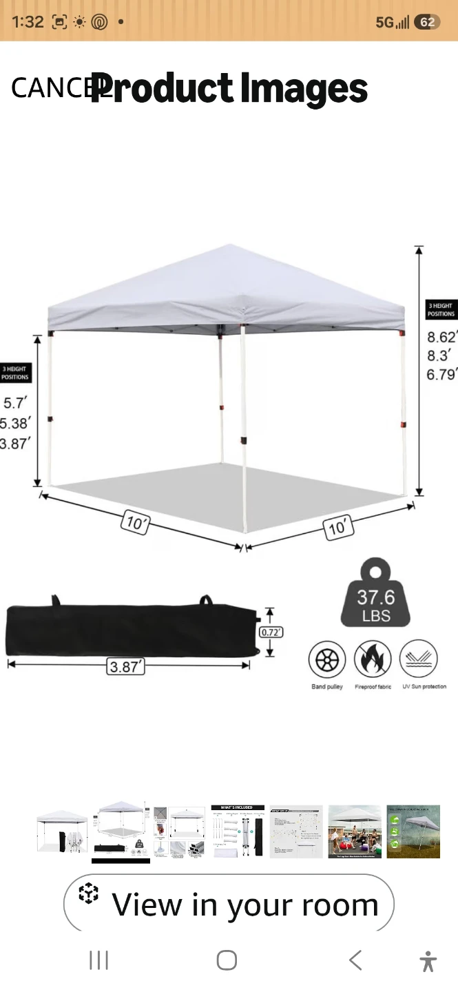 10x10 White Pop-Up Canopy Tent - photo 2