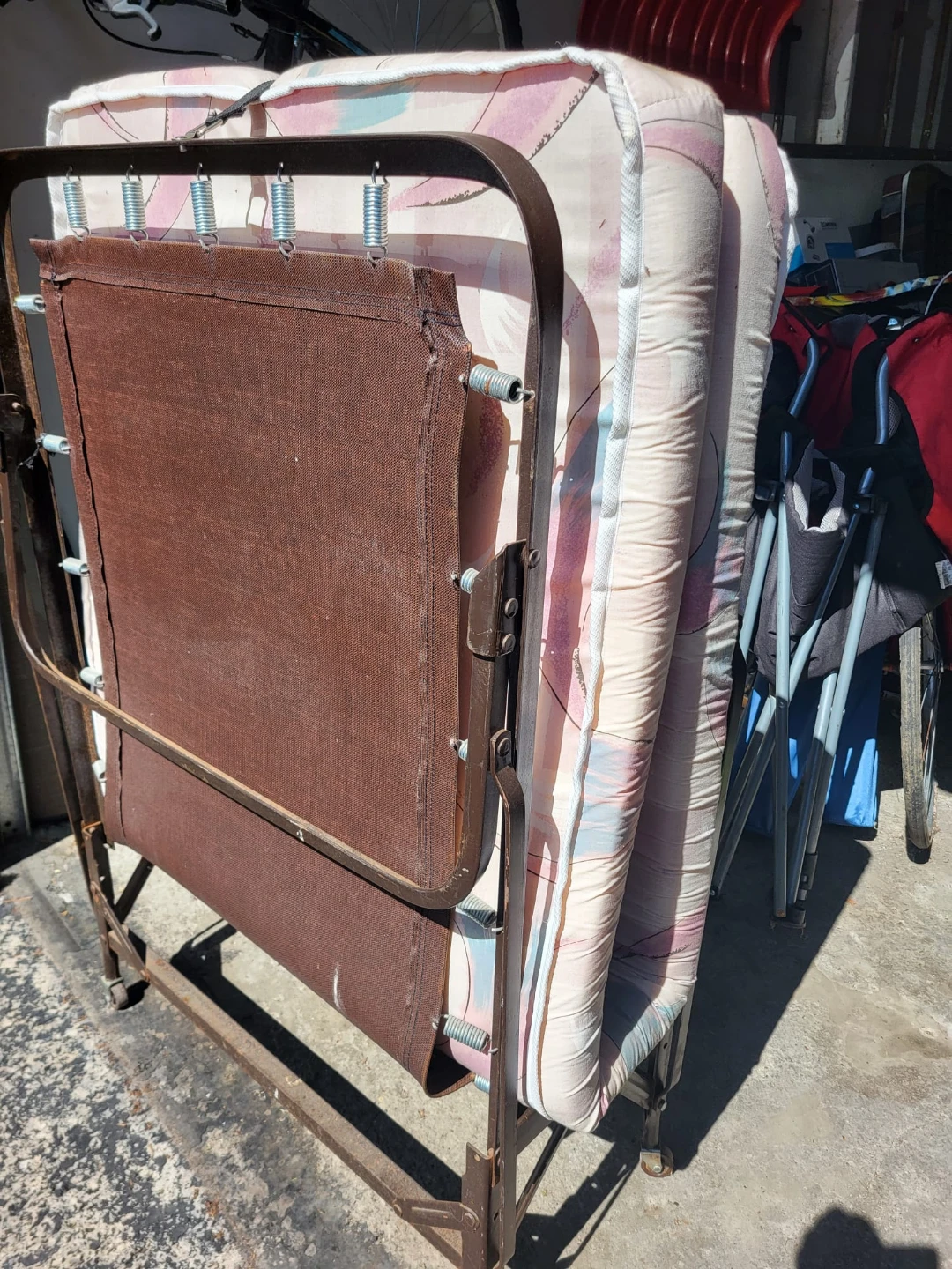 Folding bed frame with matress