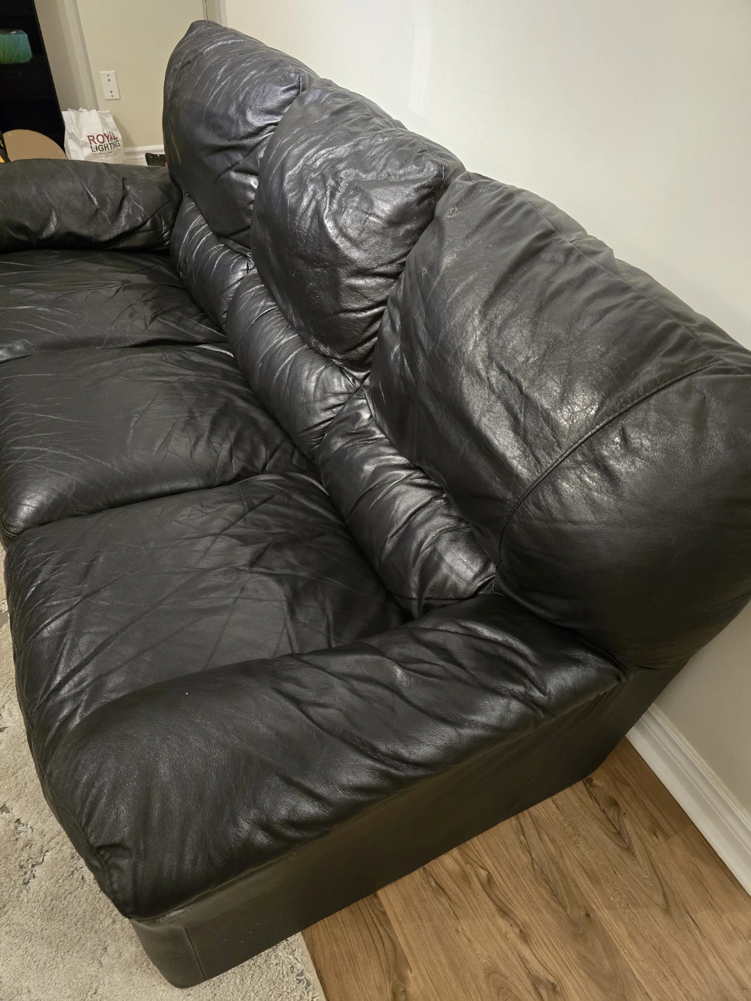 Black Leather Sofa - photo 2