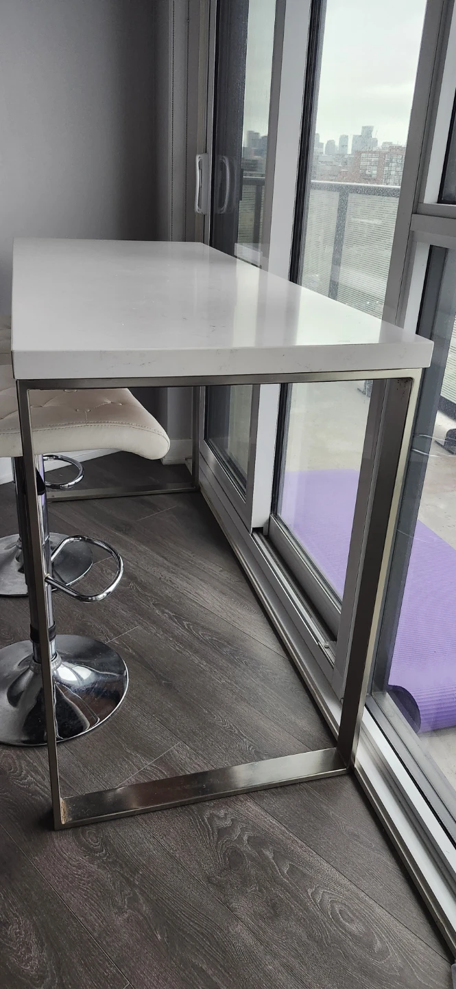 White bar table and two tufted bar stools - photo 2