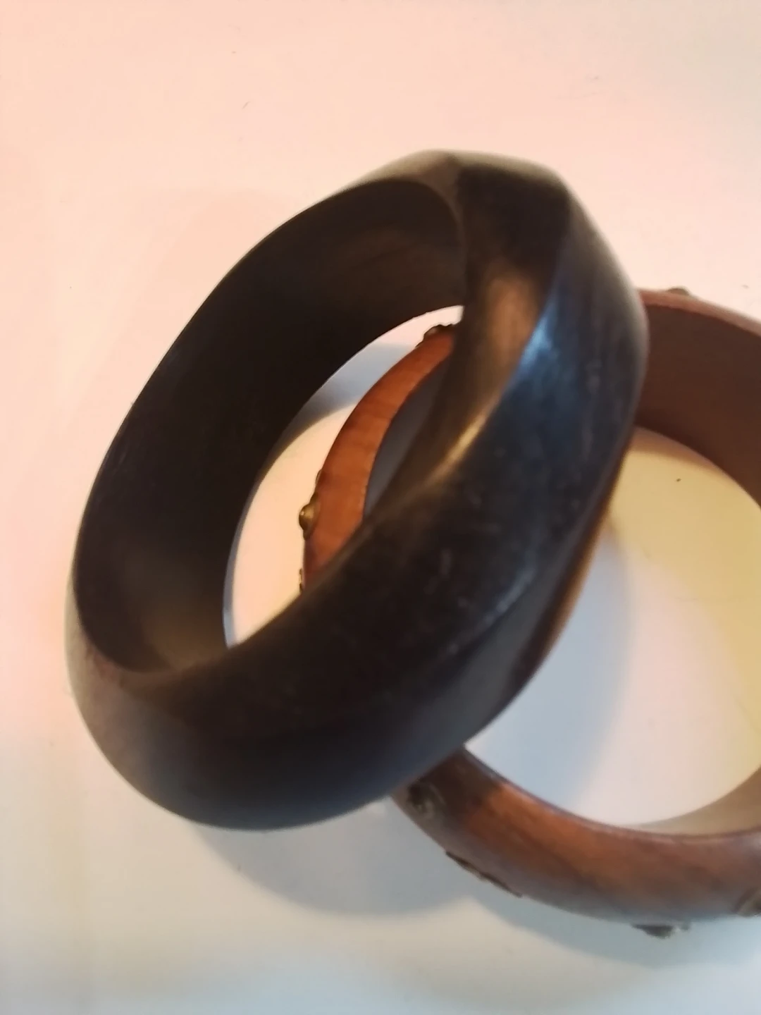 Vintage 1970s Boho Wooden Bangle Set - photo 4