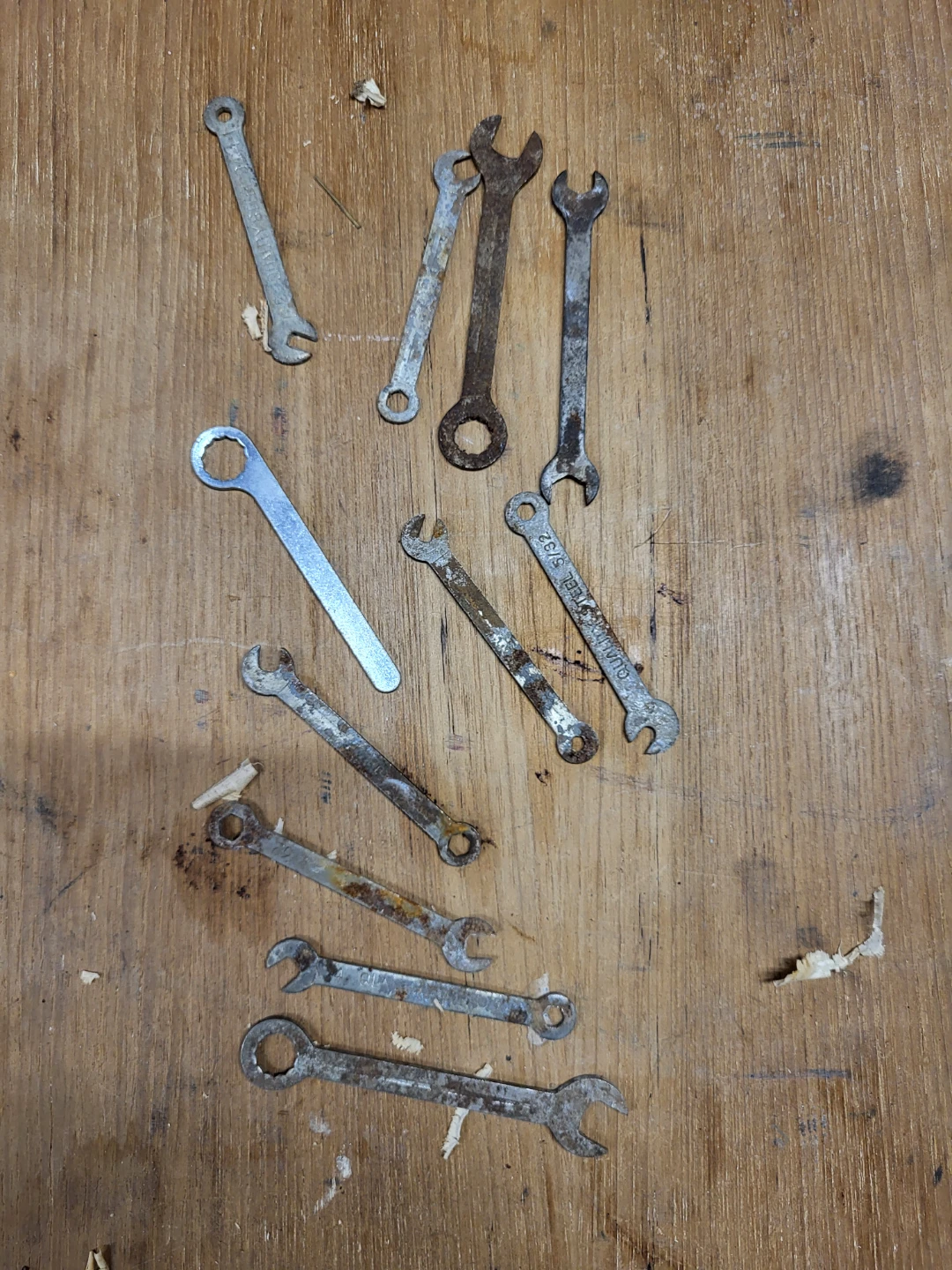 Set of 10 Assorted Small Steel Wrenches for Small Engine