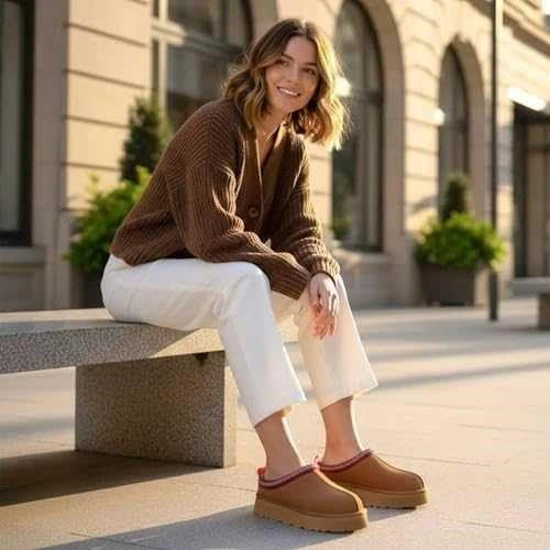 Women's Tan Suede Shearling Clogs Size 10 - photo 3
