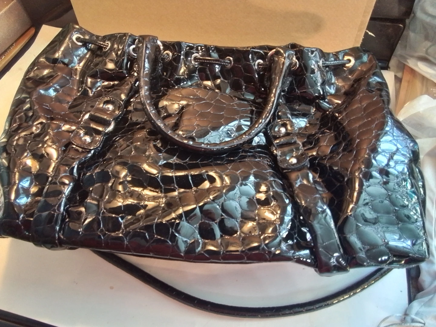 Abro Black Patent Leather Handbag