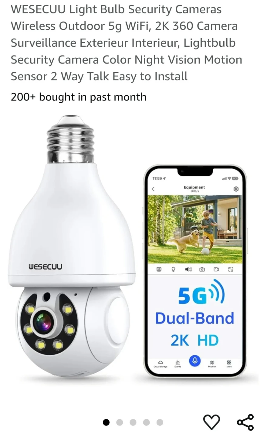 WESECUU Light Bulb Security Camera