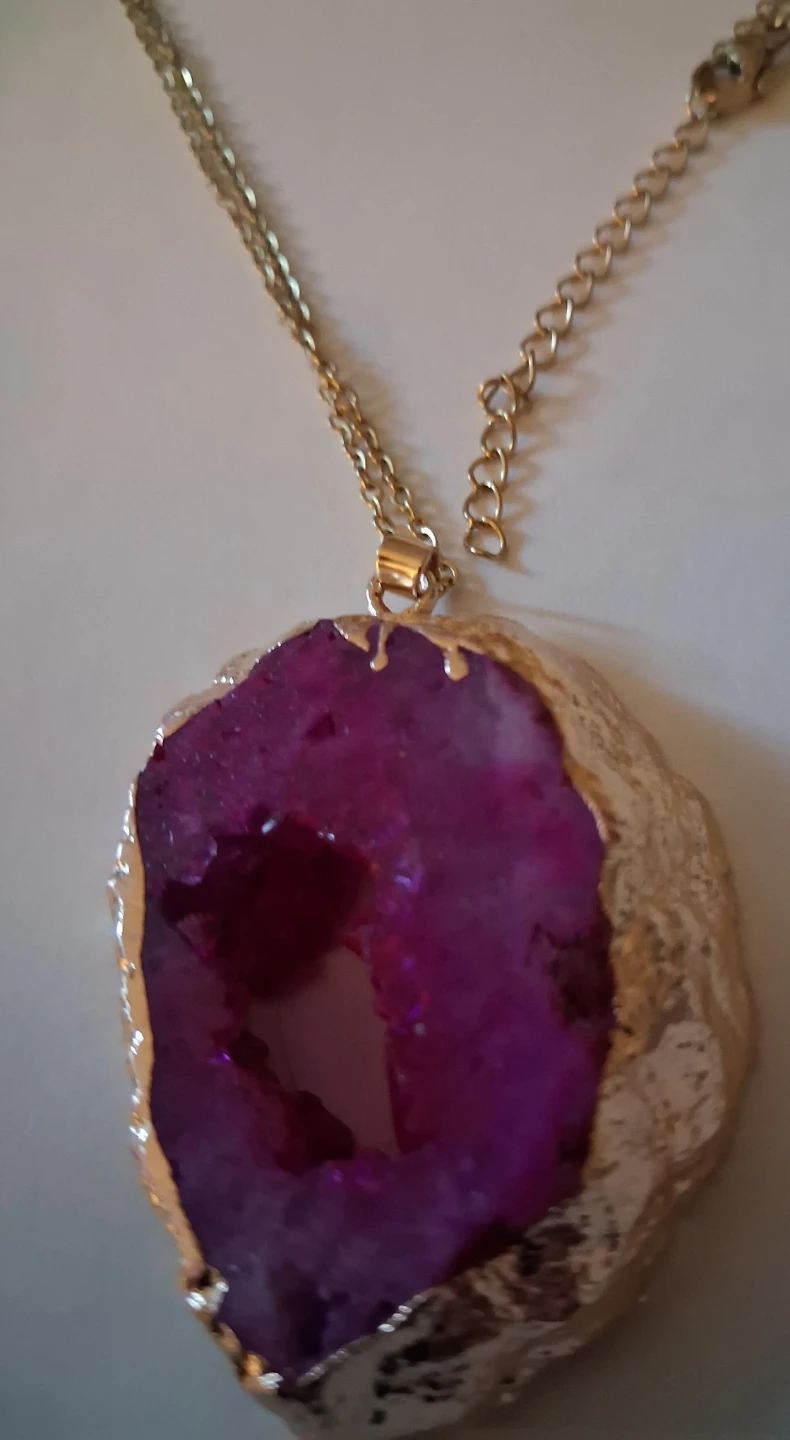 Magenta Geode Pendant Necklace