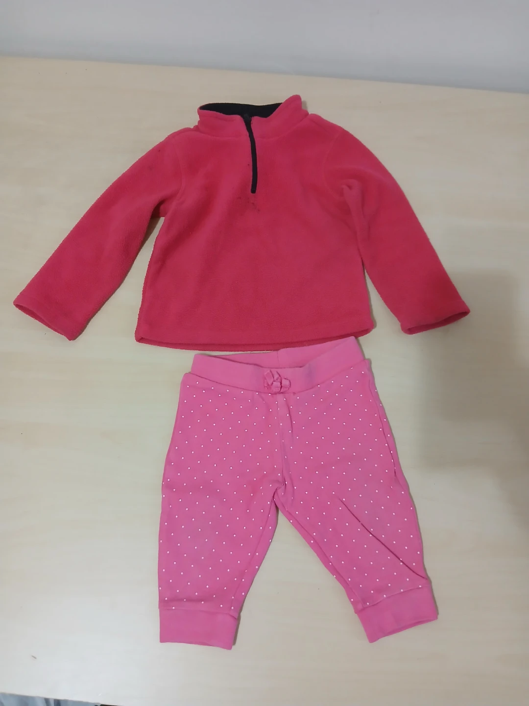 Toddler Pink Fleece Top and Polka Dot Pant Set🏈 - photo 2