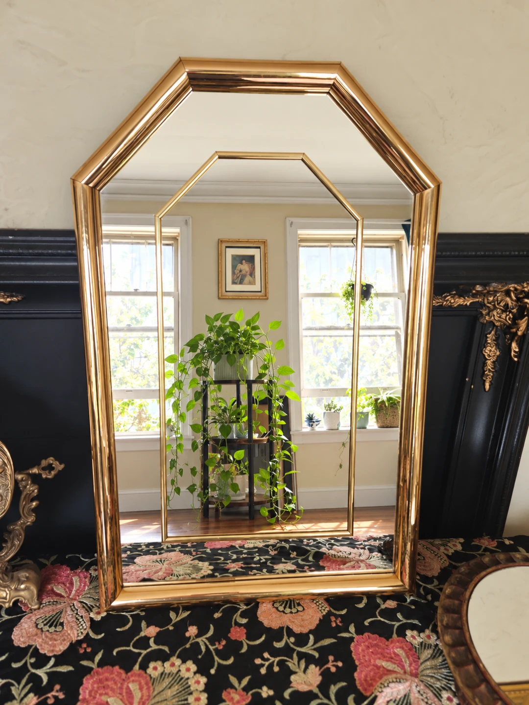 Vintage 70s  Brass Geometric Wall Mirror - photo 3