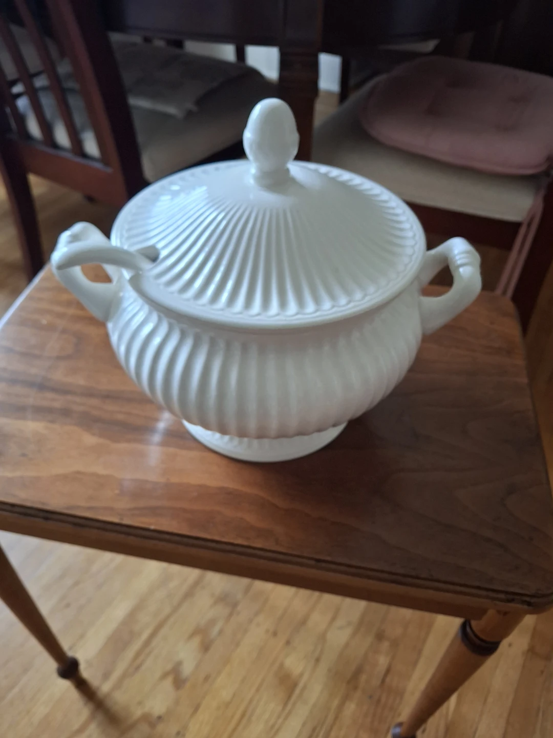 White Porcelain Soup Tureen with Ladle