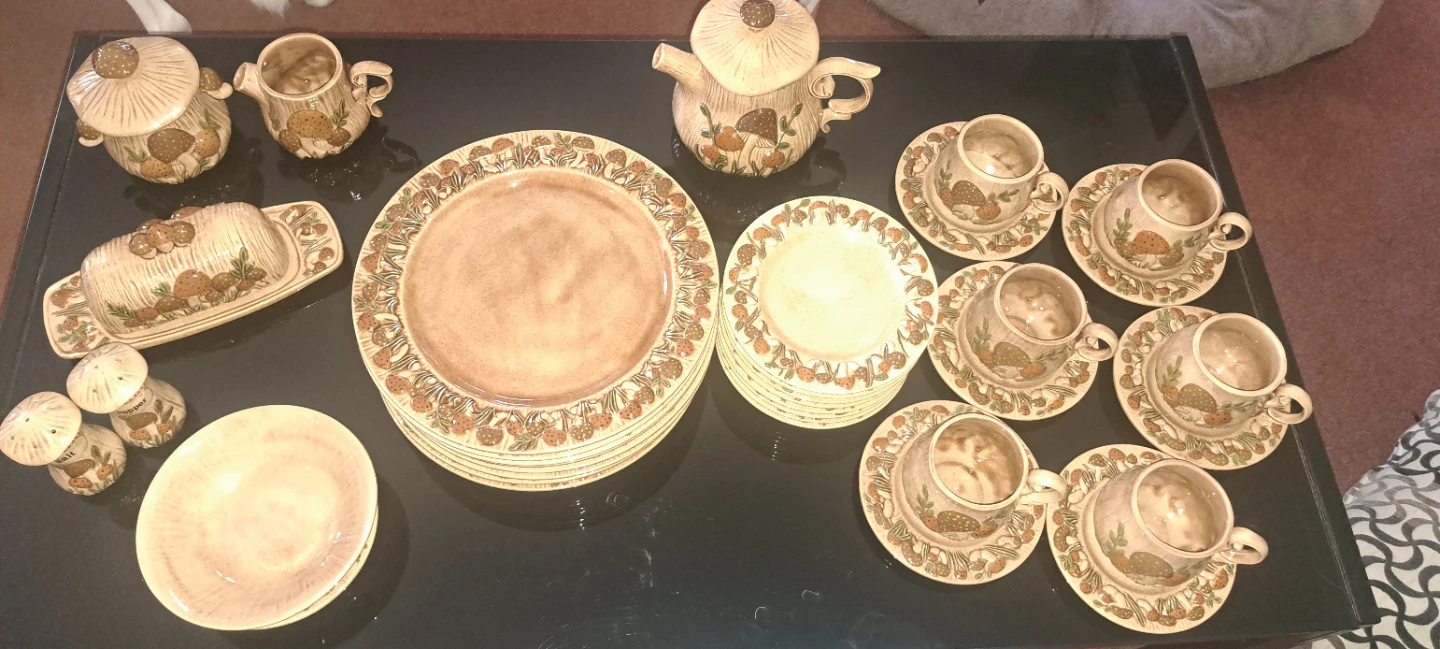 Vintage Mushroom Ceramic Dinnerware Set