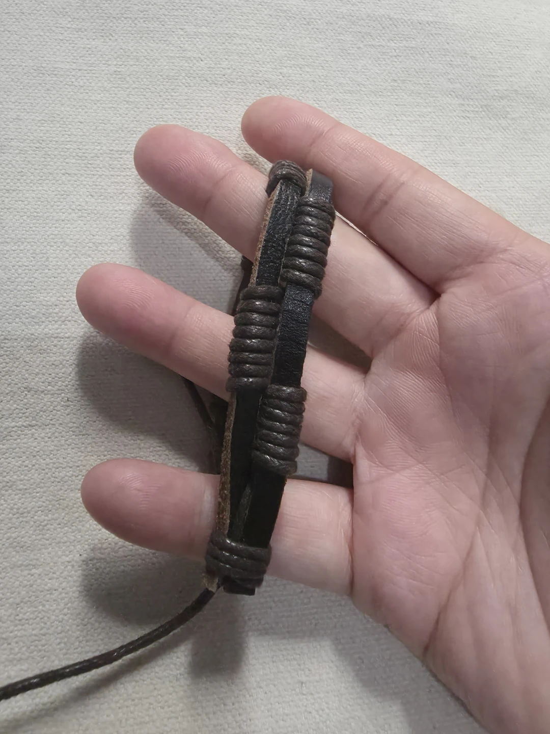 Dark Brown Cord Wrapped Leather Bracelet 🏈