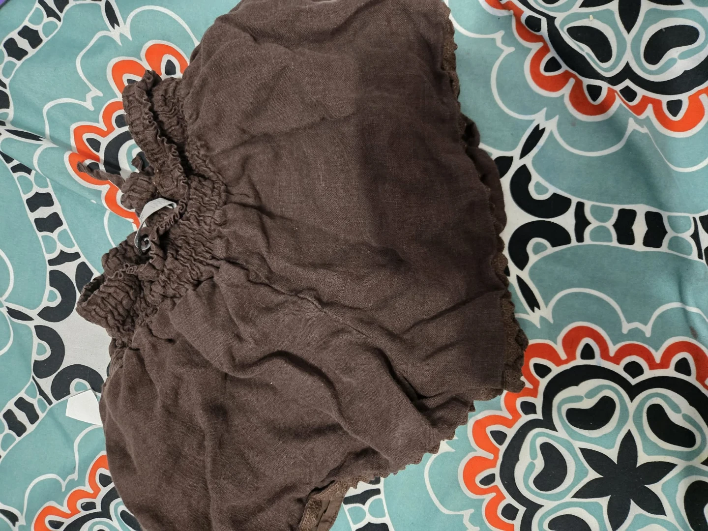 Brown linen shorts