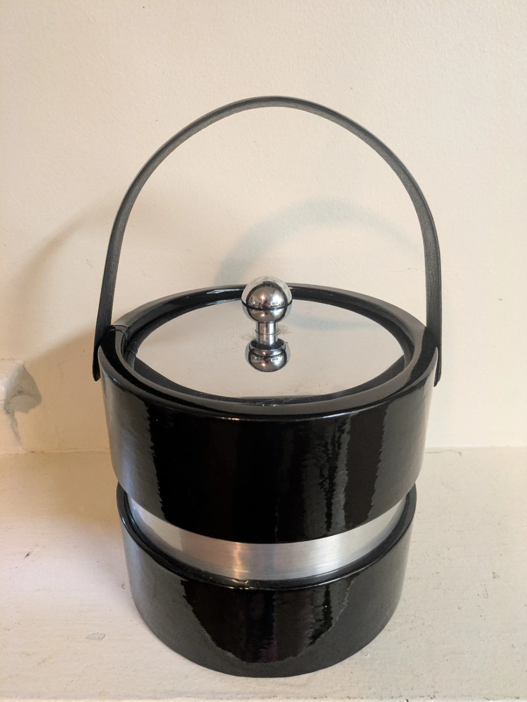 Black and Chrome Vintage Ice Bucket