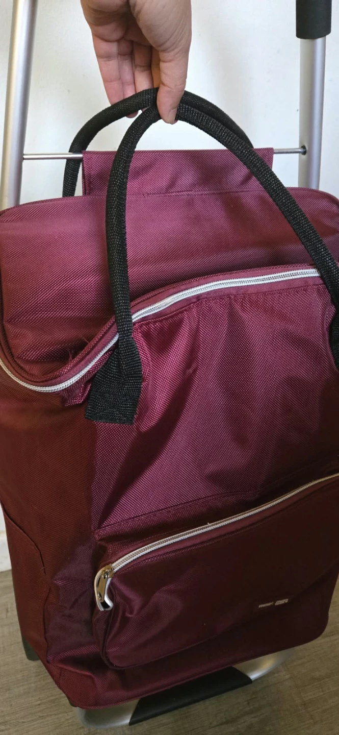 Burgundy Insulated Rolling Shopping Cart