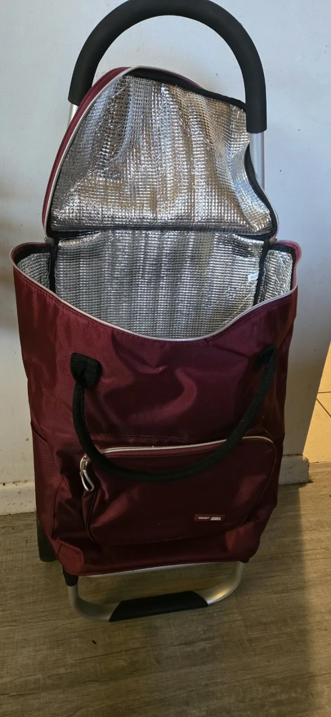 Burgundy Insulated Rolling Shopping Cart - photo 2