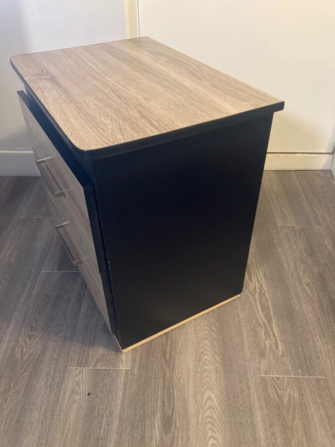 Two-drawer nightstand with wood-grain finish - photo 3