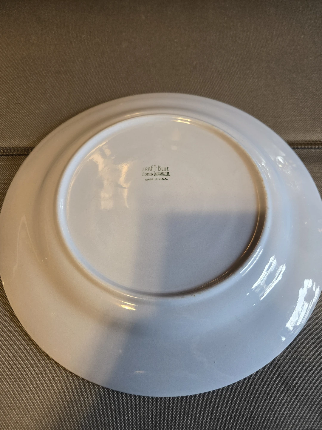 Vintage 1937 Homer Laughlin Kraft Blue 10.5-Inch Dinner Plate - photo 5