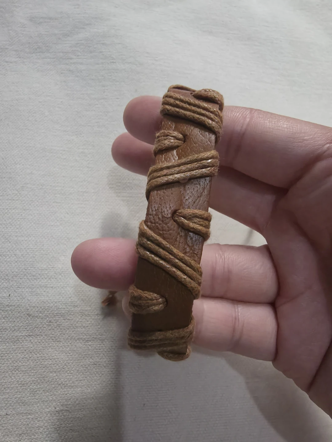 Brown Leather Cord Wrapped Bracelet wide 🏈