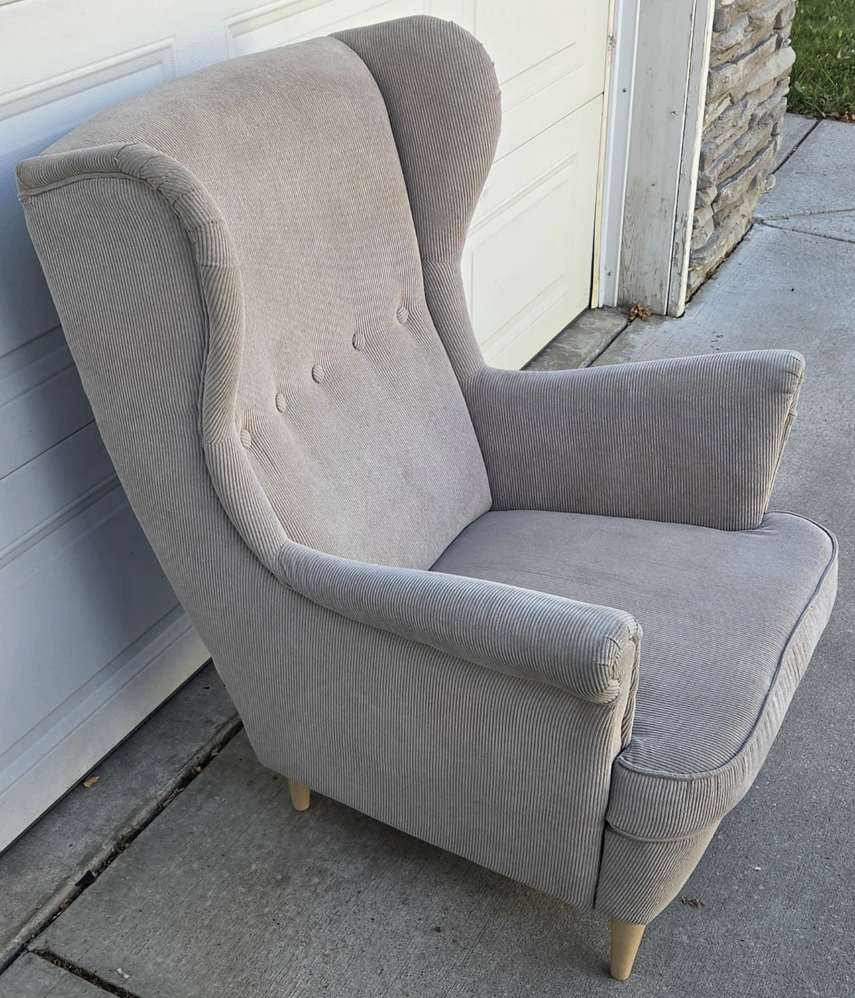 IKEA STRANDMON Wingback Chair. Beige Corduroy. From Showhome!