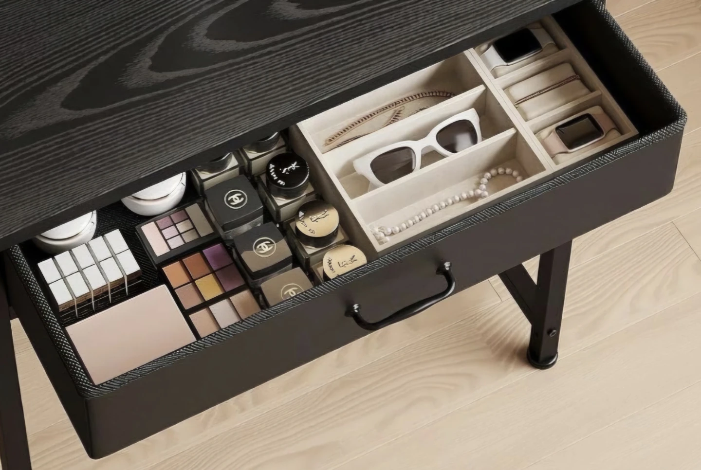 Black Vanity Table with Storage - photo 2