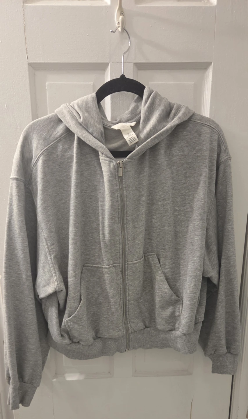 H&M Grey Zip-Up Hoodie size L