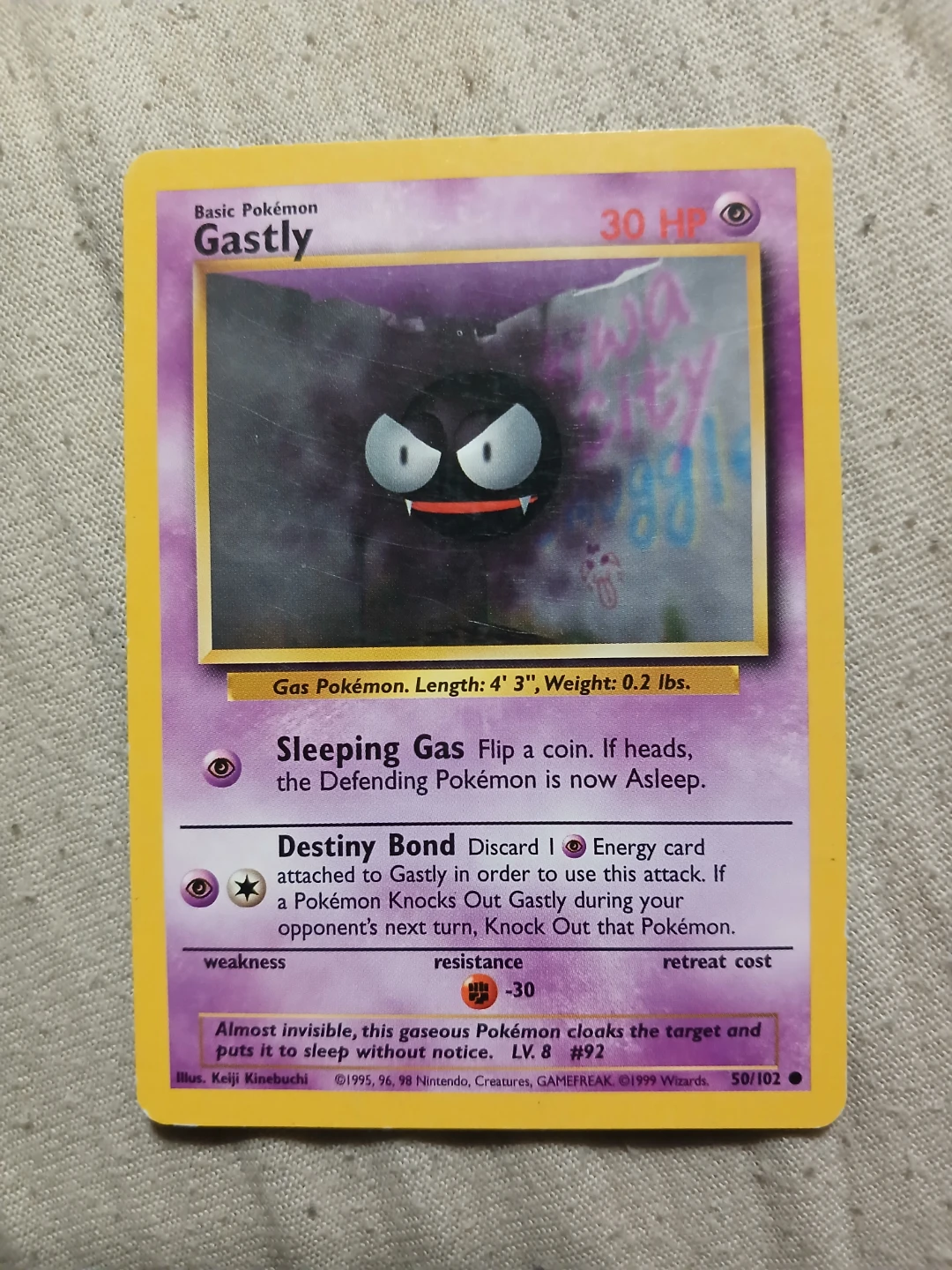 Gastly 50/102 1999 Pokémon Card