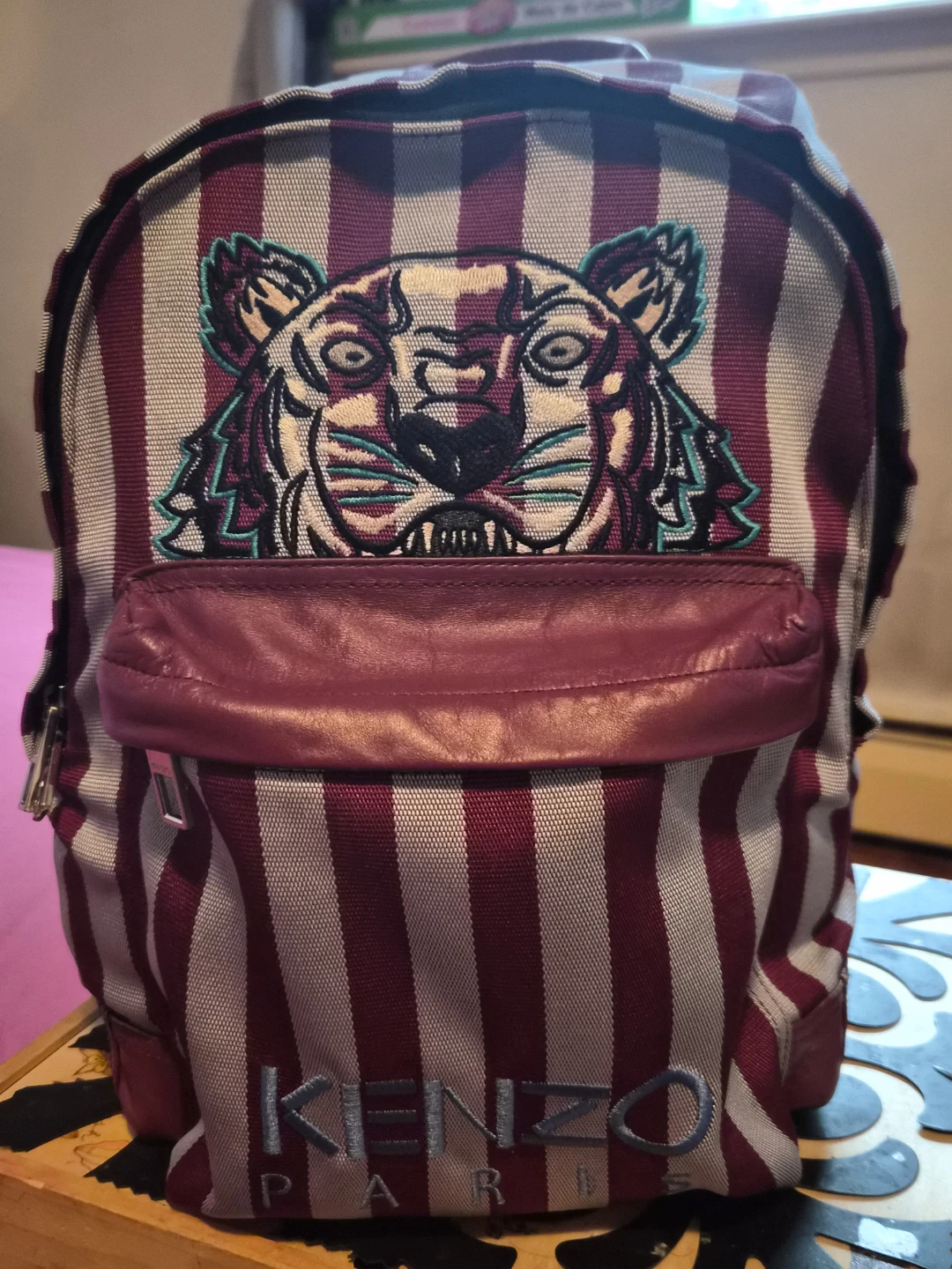 Kenzo Paris Striped Tiger Backpack
