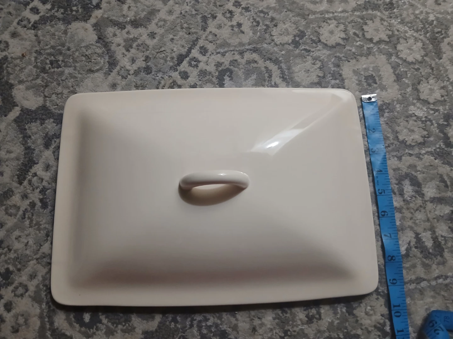 Cream Colored Ceramic Rectangular Serving Lid🏈 - photo 3