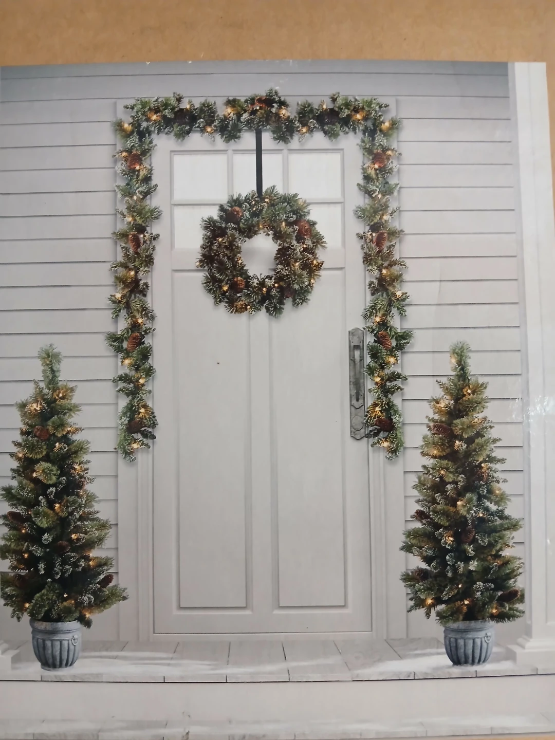 4ft Christmas trees 2-Piece Pre-Lit Holiday Porch Set plug in