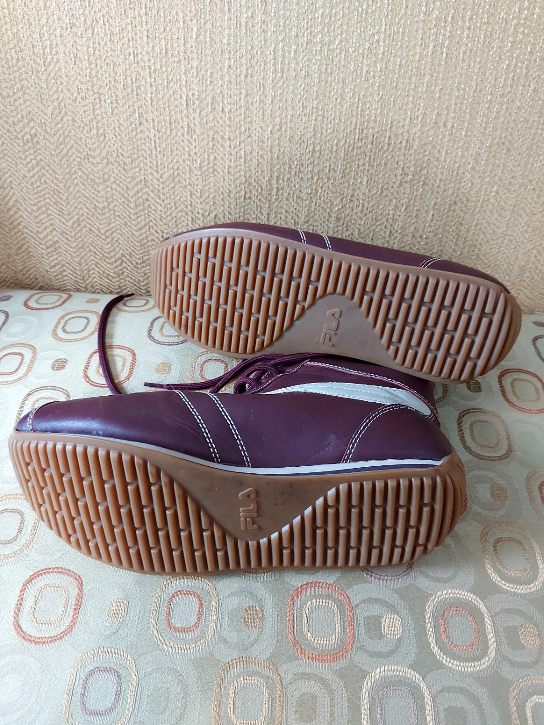 FILA Mid-Top 100% Leather Shoes Burgundy - photo 3