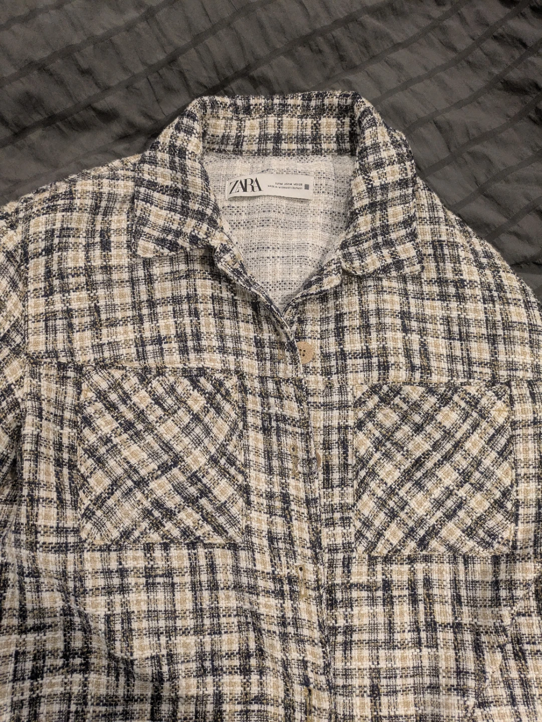 Zara Tweed Plaid Cropped Jacket - size M - photo 3