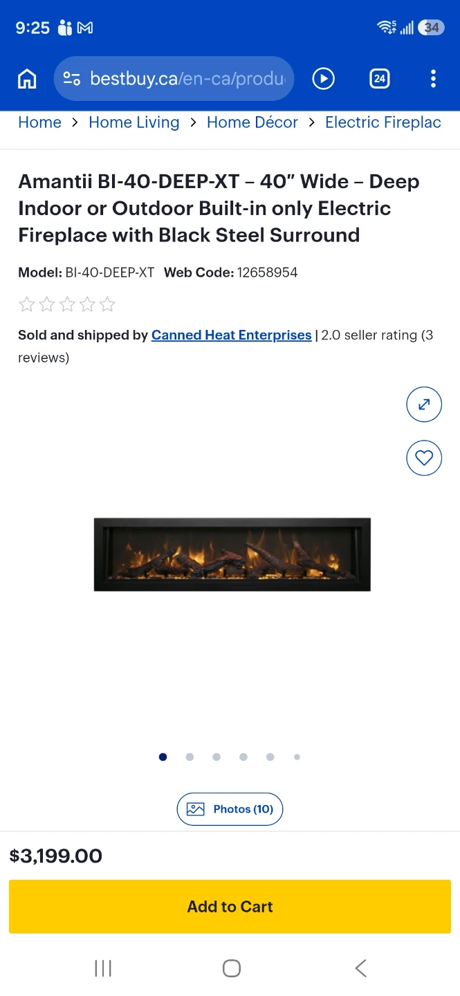Amantii BI-40-DEEP-XT Electric Fireplace