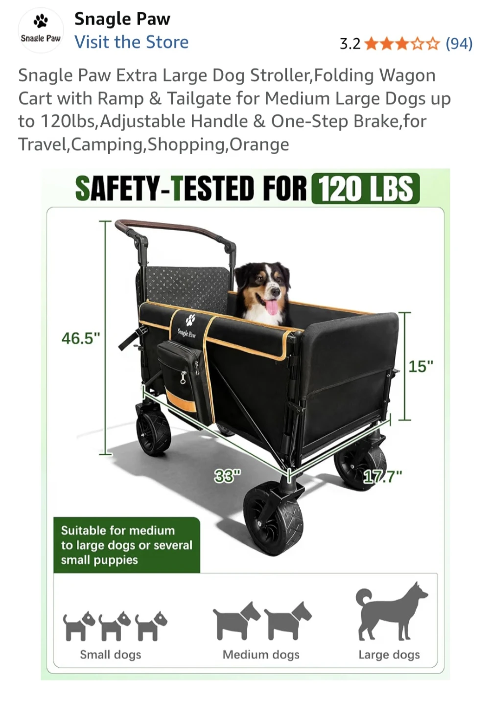 Snagle Paw Extra Large Folding Dog Stroller Wagon - photo 2