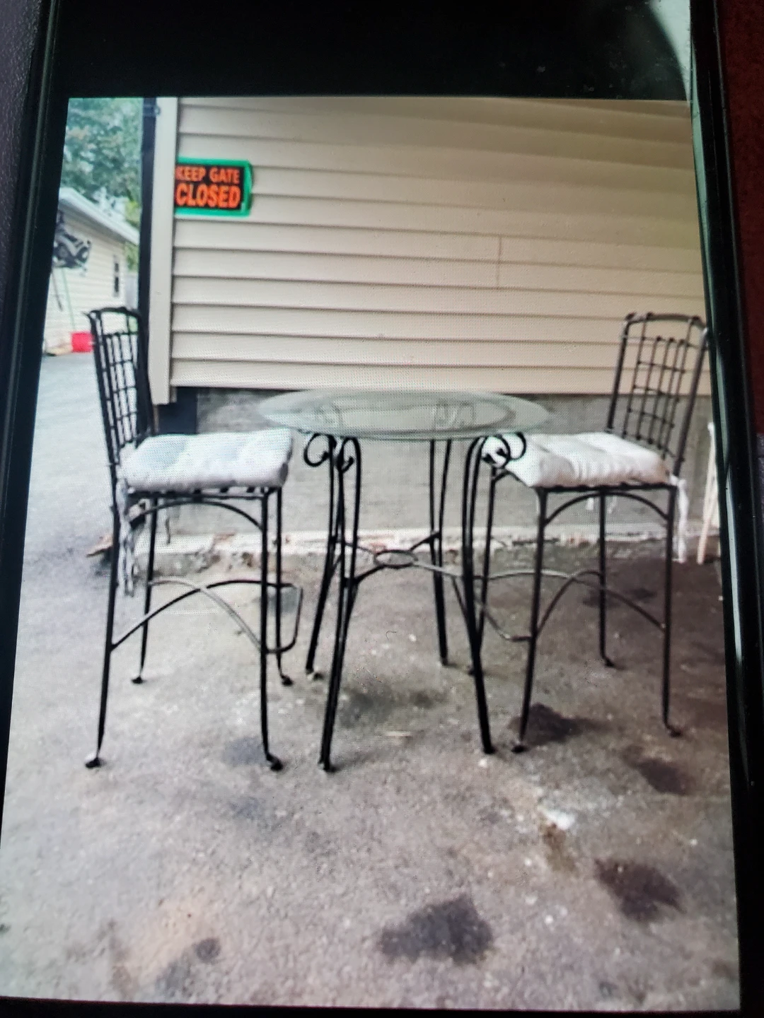 Metal Bistro Set with Glass Top Table