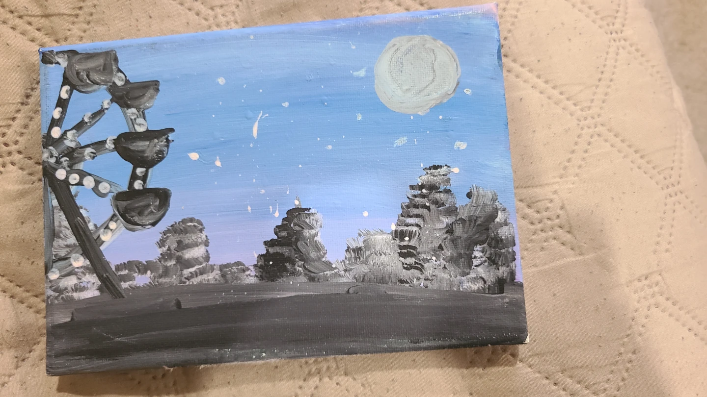 Small Hand-Painted Ferris Wheel Canvas Art