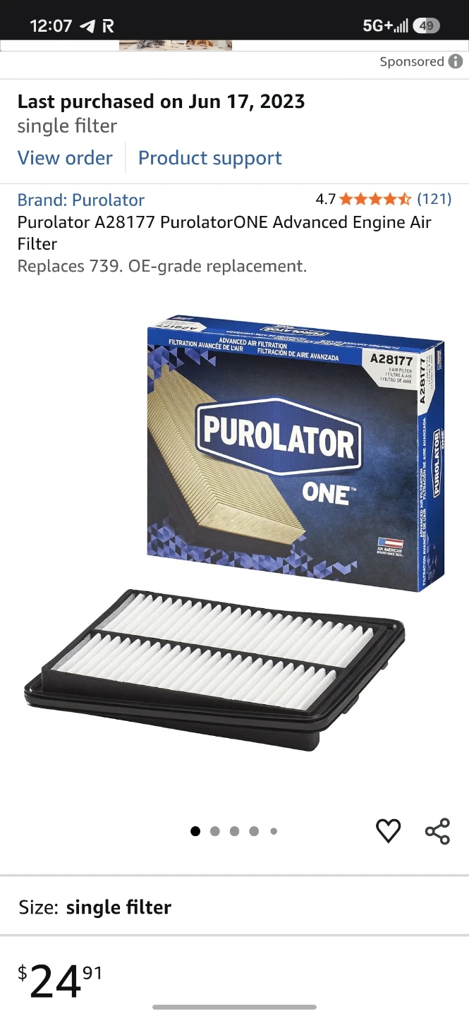 PurolatorONE Advanced Engine Air Filter A28177 - photo 2