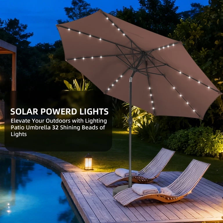 NEW In Box  9Ft Solar Powered LED Patio Umbrella