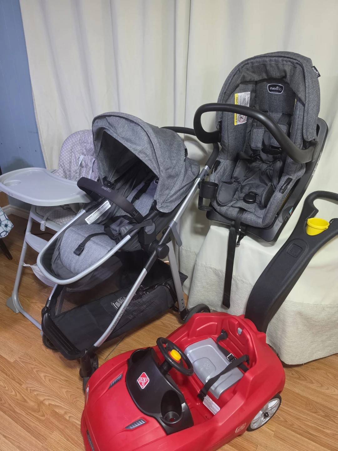 Evenflo Litemax Sport .Car Seat with stroller& high chair