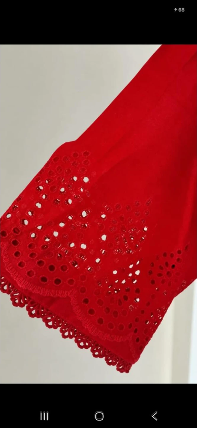 Red Embroidered Cotton Kurta Set
