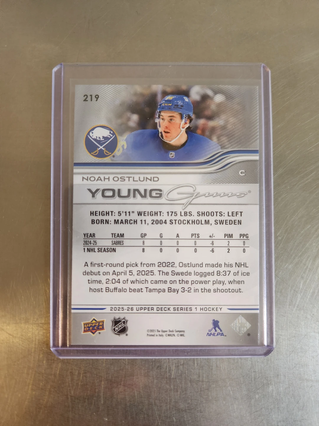 2025-26 Upper Deck Noah Ostlund Young Guns Hockey Card - photo 2