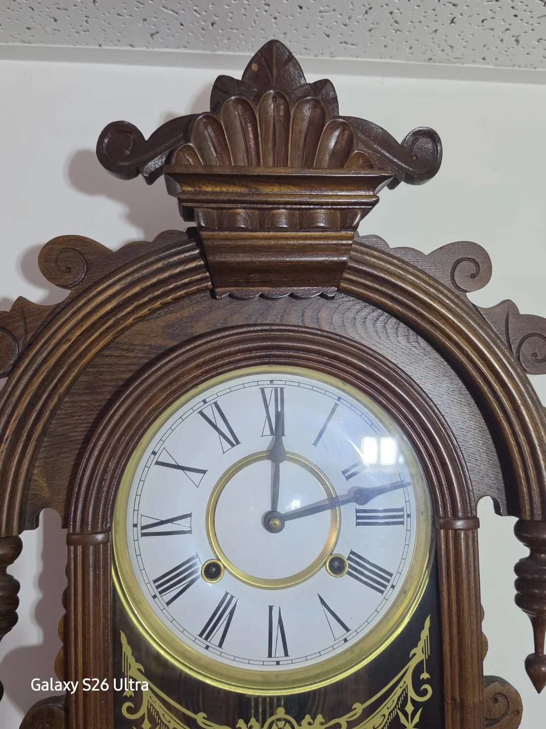 Vintage Rectangular Wall Clock Analog Roman Numerals Pendulum - photo 2