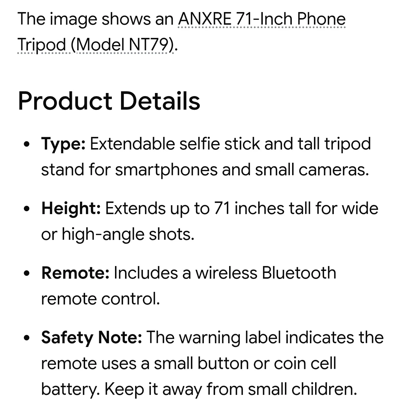 ANXRE 71-Inch Phone Tripod Model NT79 - photo 3